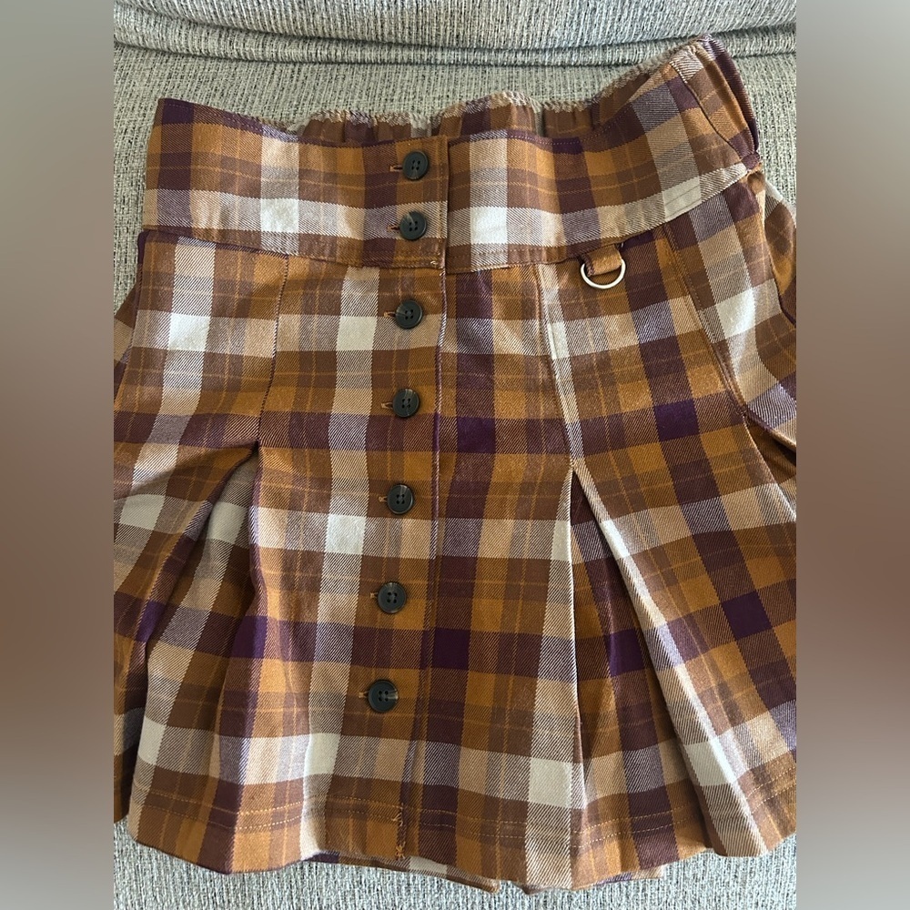SO Plaid Skater Skirt in Brown and Purple - Picture 6 of 7